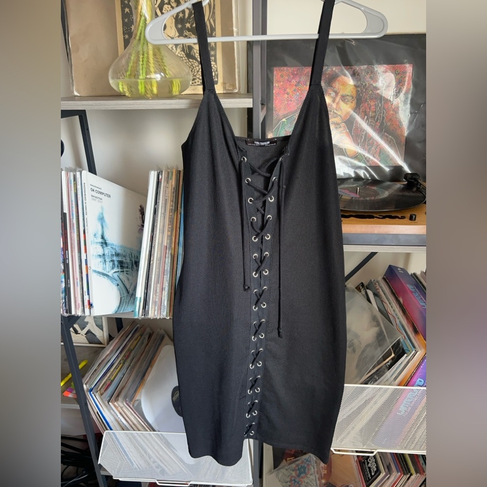 Zara Black Ribbed Bodycon Dress